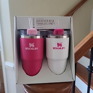 Stanley 2pk 20oz Stainless Steel H2.0 Flowstate Quencher Tumblers NIB Pink White
